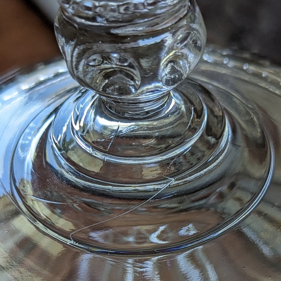 Antique Heavy Glass Compote Dish With Lid Kings Crown Nob - Picture 11 of 15